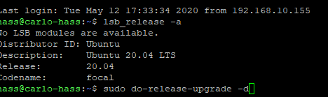 Upgrade Ubuntu 18.04 to 20.04 LTS for Home Assistant 3 Upgrade Ubuntu 18.04 to 20.04 LTS for Home Assistant 3