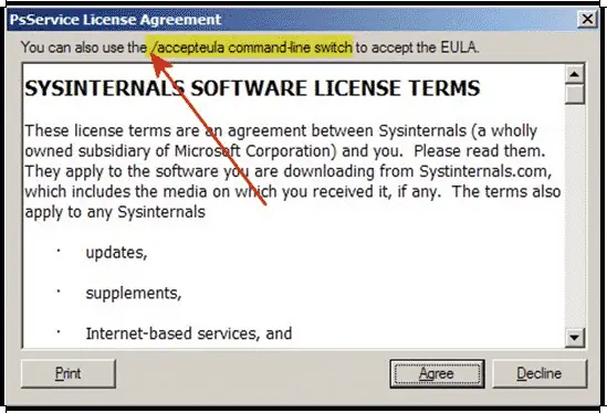 Auto Accept EULAs for SysInternal PSTools. 1