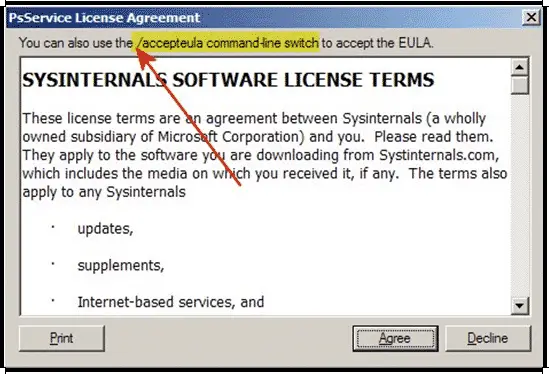 Auto Accept EULAs for SysInternal PSTools. 1 Auto Accept EULAs for SysInternal PSTools. 1