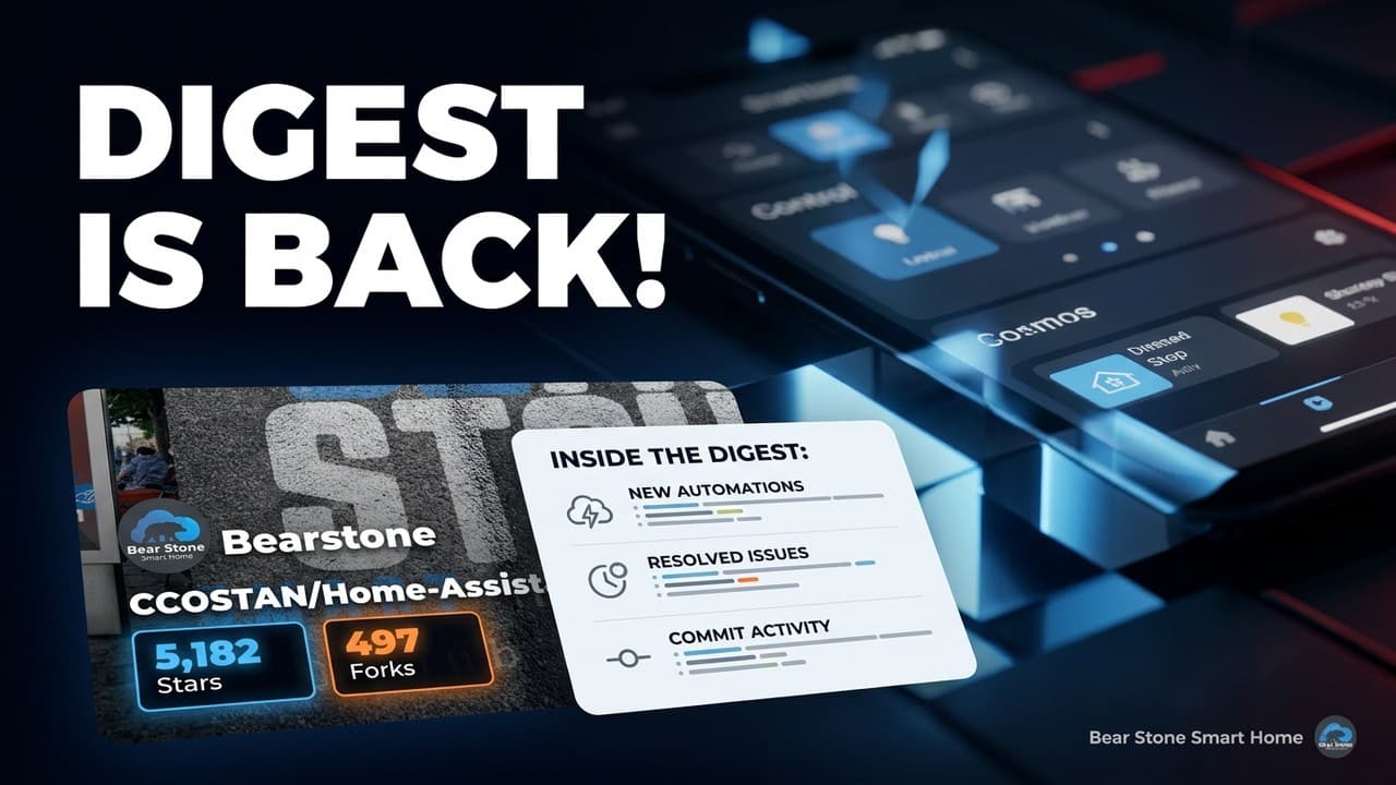 Digest is Back thumbnail for the Home Assistant weekly digest announcement video