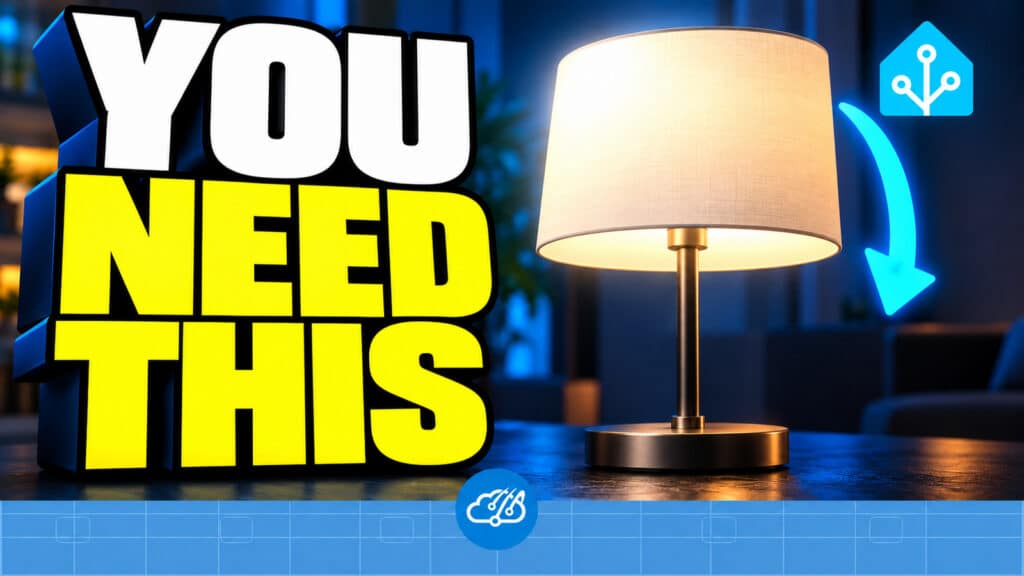 A table lamp with YOU NEED THIS text for the Home Assistant nighttime brightness automation
